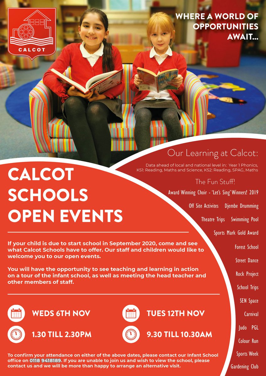 TDS_Design's tweet photo. Latest flyer design for Calcot Schools. #flyer #print #awesomeschool #nicelibrary! https://t.co/FWAC9JpVVC