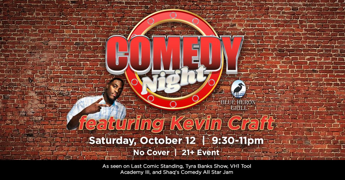 BlueHeronGrill's tweet photo. We will have @kevincraft performing at Blue Heron Grill on Saturday 10/12 for our Comedy Night! You won't want to miss this one! #ComedyTrapper #standupcomedy https://t.co/uiDXo6kOnB https://t.co/OEpbvV3GDH