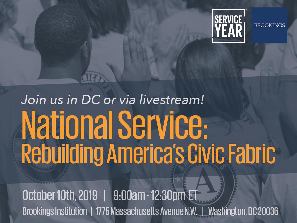 Looking forward to joining <a href="/DevalPatrick/">Deval Patrick</a>, @CNCS_CEO, <a href="/isawhill/">Isabel Sawhill</a>, <a href="/BillGalston/">Bill Galston</a> &amp; others at <a href="/BrookingsInst/">The Brookings Institution</a> tomorrow to discuss the importance of expanding #nationalservice. Register to attend in person or watch via livestream: brook.gs/2mkgZCl