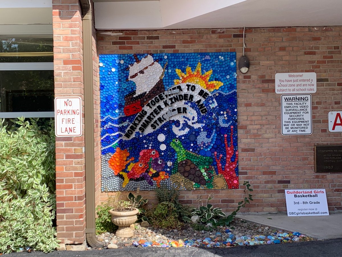 GESprincipal1's tweet image. Remember how Mrs. Bollentin was collecting bottle caps last year?  Ta-da!! It’s beautiful.  Thank you Mrs. Bollentin! #GoGES
