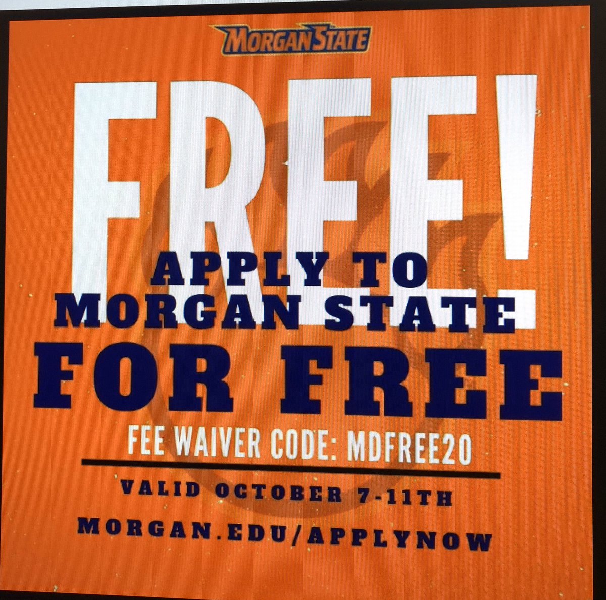 Seniors...A day off tomorrow = time to apply to Morgan State for FREE!!  This week only...Early bird gets the worm! <a href="/hcpss_lrhs/">Long Reach HS</a>