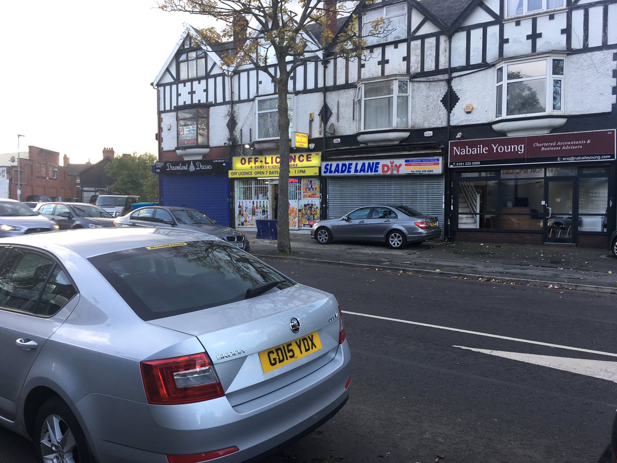 Another day - another motorist who is too special to park on the road on Slade Lane choosing the pavement instead,  #Burnage M19. Where one goes many follow. Besides the continued damage this does to the pavement it involves cars driving towards people waiting at the bus stop. 