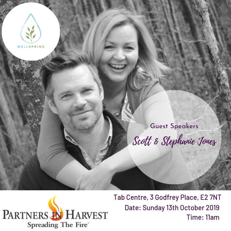 Scott and Stephanie Jones from @partnersharvest #wellspring will be here this Sunday! Please join us at 11am for a time of powerful worship and word! #shoreditch #church