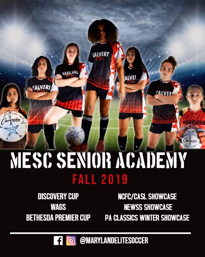 MESC Senior Academy Fall Schedule #marylandelitesoccer