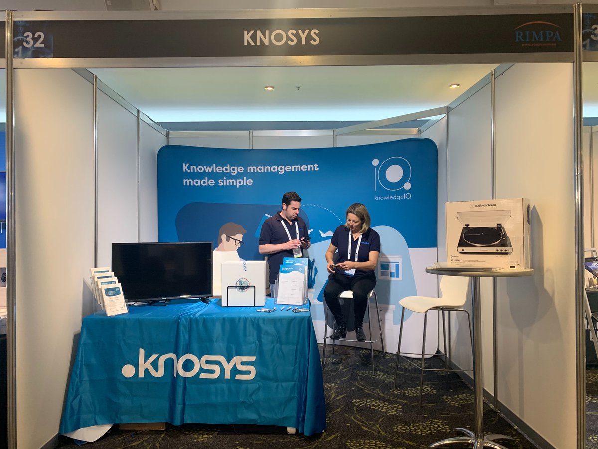 knosys's tweet photo. It's #RIMPAAU day 2 and we're presenting! Don't miss Knosys CTO Nic Passmore talking about the importance of records in delivering knowledge centred #CX and visit us at Stand 32 for your chance to win and awesome #audiotechnic #recordplayer. #knowledgemanagent #rimpalive2019 https://t.co/Tv4PFyr2di