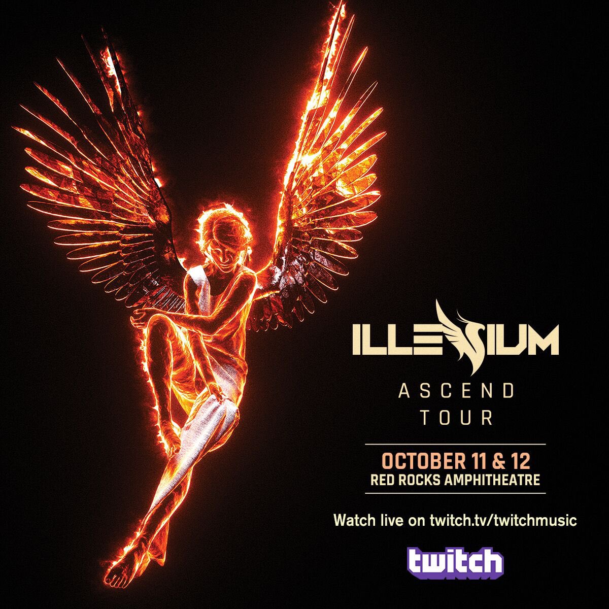 ILLENIUM's tweet photo. My Red Rocks sets on Friday and Saturday will be live streamed exclusively on @Twitch 🙂

**Spoiler Alert for those attending other dates on the Ascend Tour**

Stream → https://t.co/G8KQyMEPYD https://t.co/1lmILuWvID