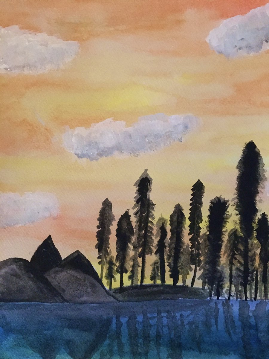 MsLBenishek's tweet photo. Two days in a row, I started my first class with a painting waiting for me in front of my computer. My students are pretty cool...and talented! Holy cow! https://t.co/DEp4lHUu9Y
