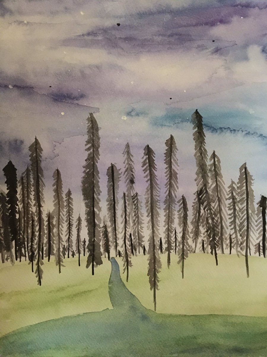 MsLBenishek's tweet photo. Two days in a row, I started my first class with a painting waiting for me in front of my computer. My students are pretty cool...and talented! Holy cow! https://t.co/DEp4lHUu9Y