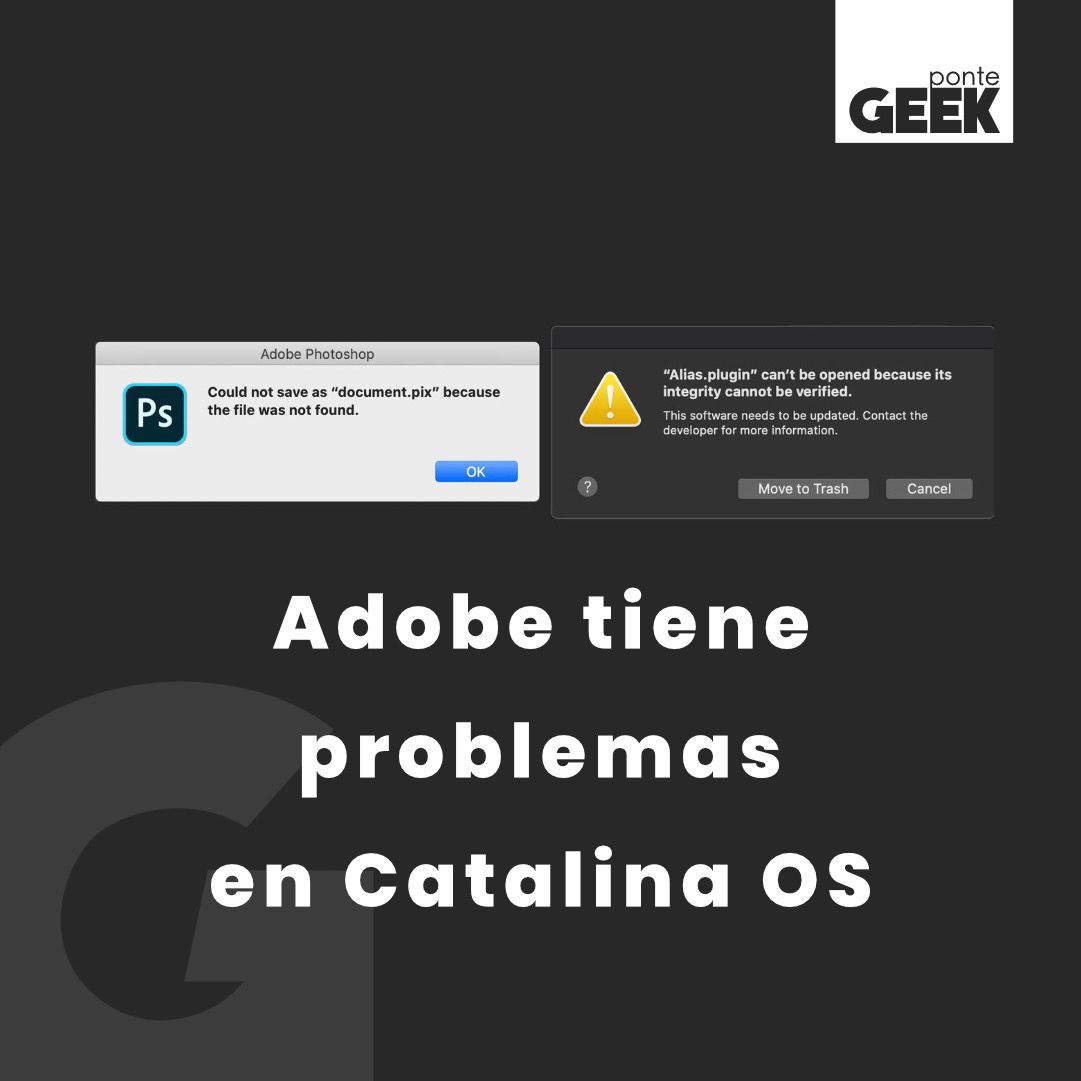 pontegeekcorp's tweet photo. Adobe tiene problemas con la nueva actualización de Mac OS - Catalina. La empresa emitió un comunicado recomendando a sus usuarios a no actualizar mientras ellos logran resolver los problemas.
#pontegeek https://t.co/bZgMSBoNzK
