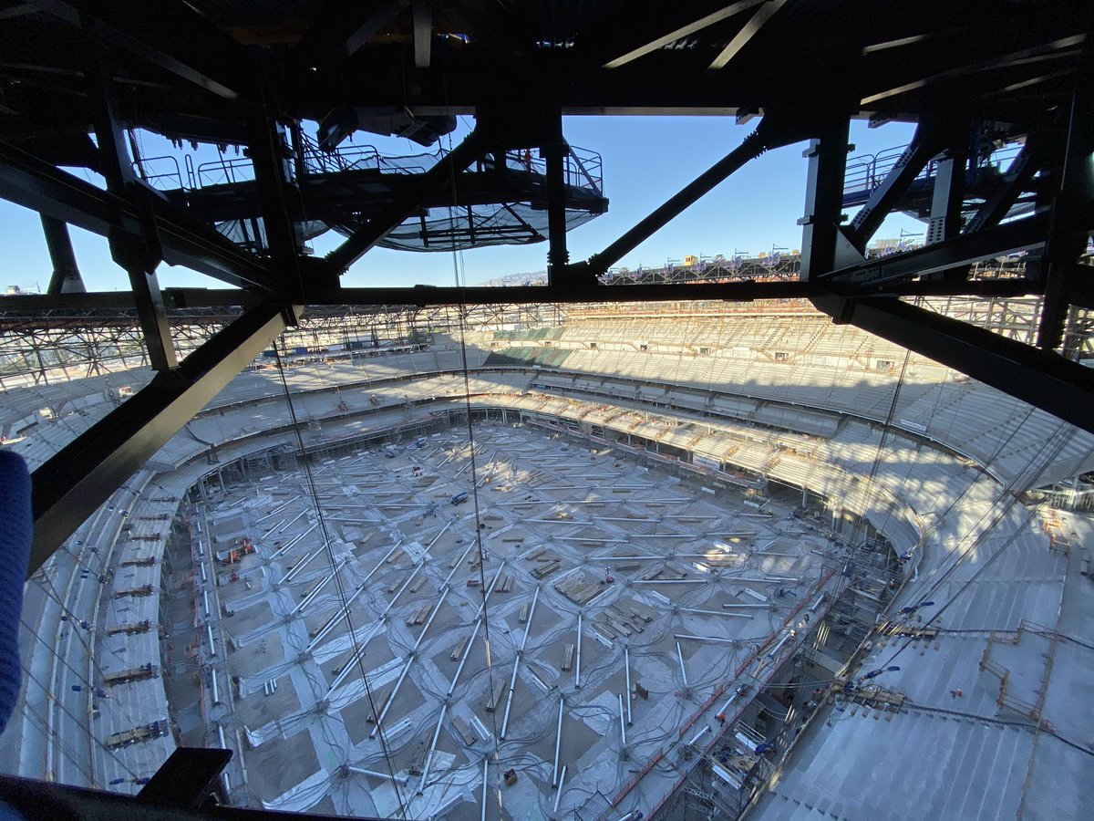 Plus see the roof cable netting ready for the Big Lift. #LVRaiders