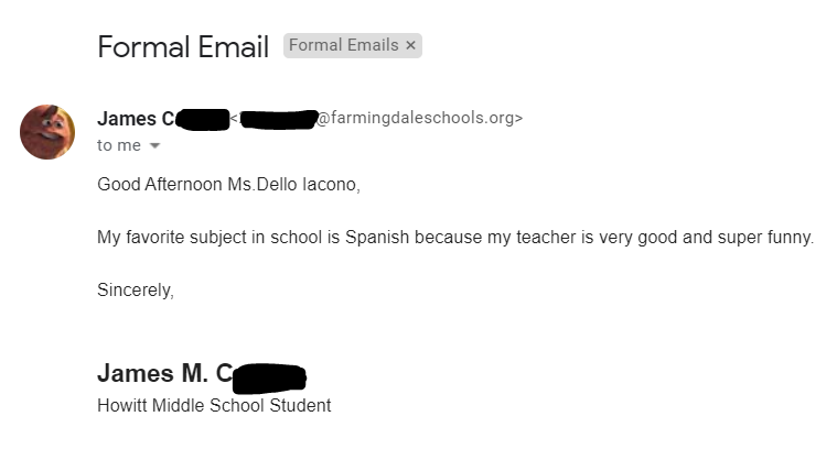 Students had a blast writing formal emails today! We practiced writing an email in our Gmail accounts...#formalemailpart1
<a href="/PelechStanley/">d a v i d o s k i</a> <a href="/PrincipalPena/">PrincipalPena</a> <a href="/depierroHMS/">Cheryl DePierro</a>