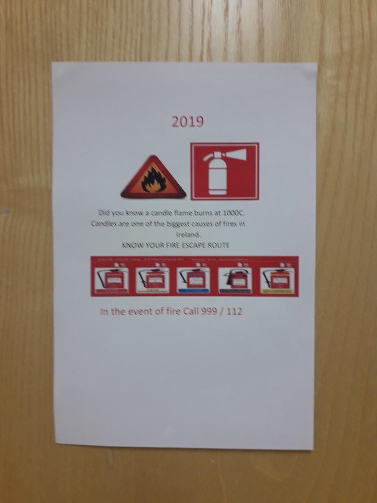 DervillaCasey's tweet photo. As part of @BFireSafeSchool the TY's @cicsummerhill got creative in class today and created posters to raise awareness for Fire Safety Week 2019 and put them up around the school @tydotie. #19FSW #BeFireSafeAware #FireSafety #RaisingAwareness #BFireSafe #TY https://t.co/1ODABYD2Rz
