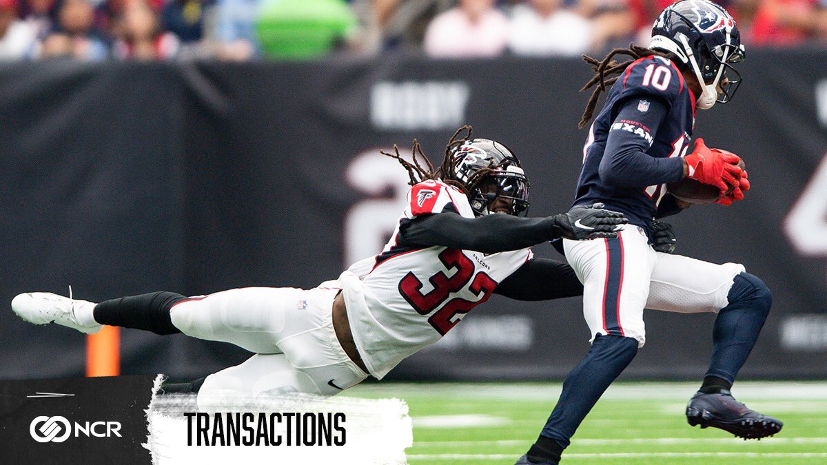 AtlantaFalcons's tweet photo. We have signed OL John Wetzel and CB DJ White to the active roster and have placed DB Johnathan Cyprien on IR.

📝 More transactions: https://t.co/5yDlk2JnBJ https://t.co/dbHpO1GUit