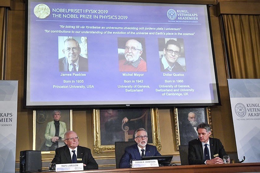 Congratulations to #JamesPeebles, #MichelMayor and #DidierQueloz on winning the #NobelPrize 2019 in Physics, for the contributions to our understanding of the evolution of the Universe & Earth in the cosmos. Their ground-breaking work shines a light on our place in the universe.