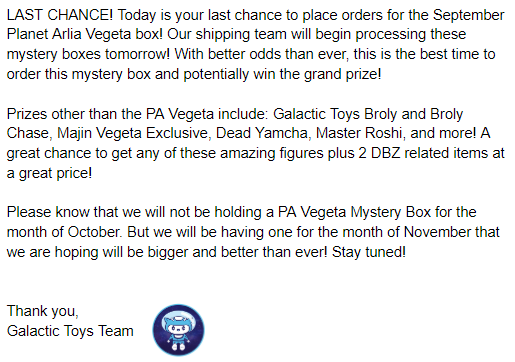 planet arlia vegeta mystery box