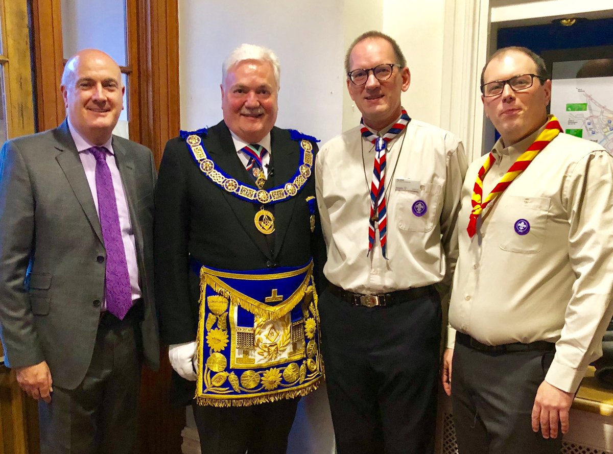 David Heard (Beds Scouts) our PGM Tim Kidd (UK Chief Commissioner) &amp; Bob Calver attended our Annual mto thank us for our donation of £500K to build a new accom lodge for Beds Scouts ⁦<a href="/bedsscouts/">Bedfordshire Scouts</a>⁩ ⁦<a href="/Freemasonry2day/">Freemasonry Today</a>⁩ ⁦<a href="/UGLE_GrandLodge/">United Grand Lodge of England</a> ⁦<a href="/Masonic_Charity/">Masonic Charitable Foundation</a>⁩