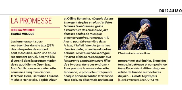 #JazzWomen @Telerama @alexopenjazz @francemusique