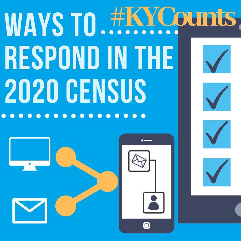 KYSenateGOP's tweet photo. Starting April 1, 2020, People will be able to respond to the census anytime, anywhere—online from any device or by phone or by mail. #KYCounts https://t.co/CGX7o2S8R9
