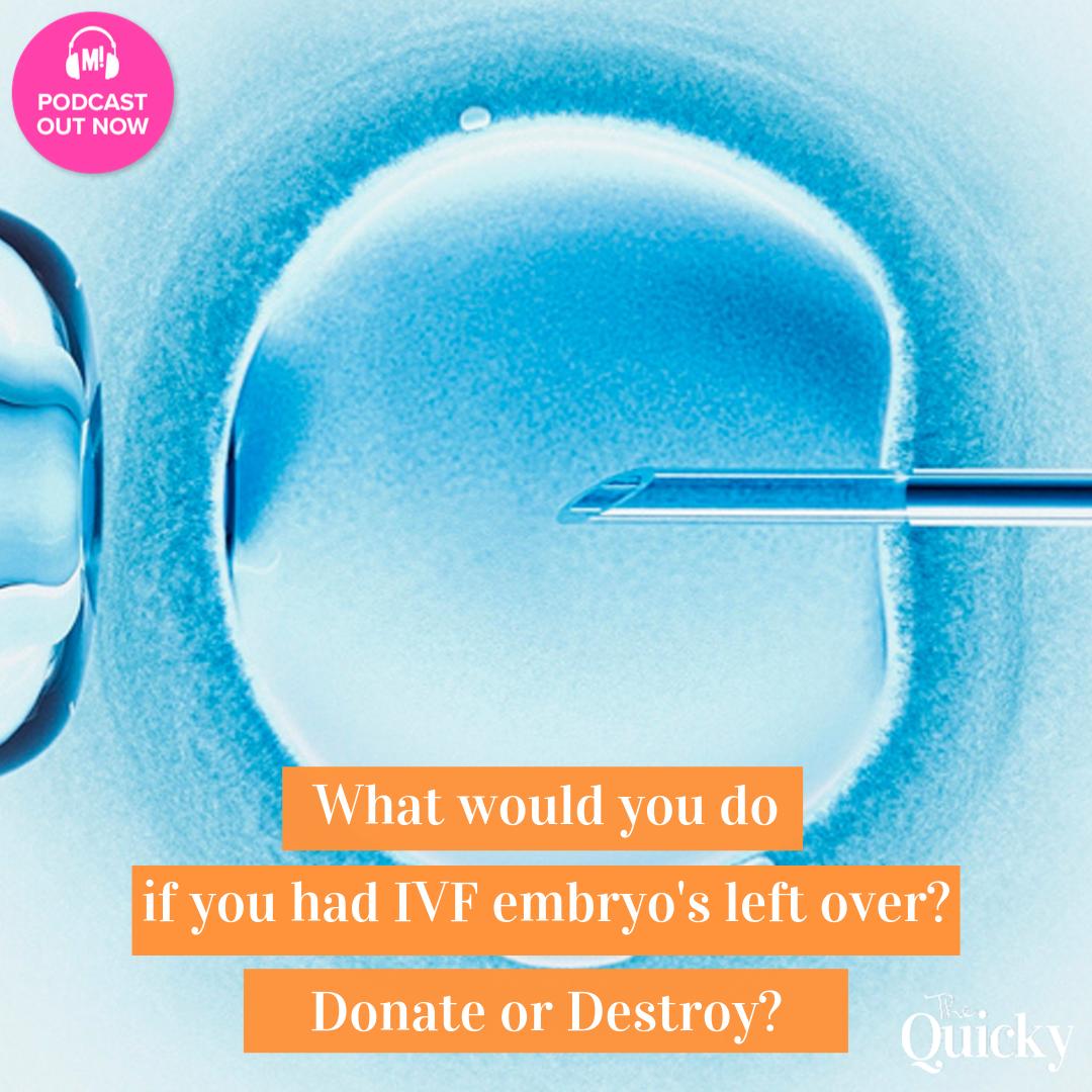 It's a tough decision, if you no longer need or have permission to use your frozen embryos, what happens to them?
We speak to <a href="/MelGreigRadio/">Mel Greig</a> about how it feels to say goodbye to potential future children

Podcast - mamamia.com.au/podcasts/the-q…