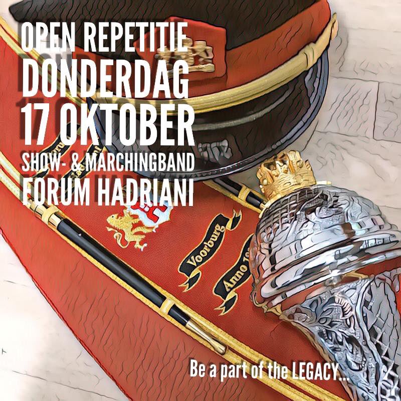 MarchingbandFH's tweet photo. Met nog iets meer dan een week te gaan bereiden we ons voor op de open repetitie van 17 oktober. Zaal open: 19.30 uur Aanvang 20:00 uur. Oosteinde 16 in Voorburg
#showandmarchingband
#thelegacyofmusic
#forumhadriani
#openrepetitie
#ledenwerving
#taptoe
#korpsmuziek
#marchingband https://t.co/PKOHwEqoA7