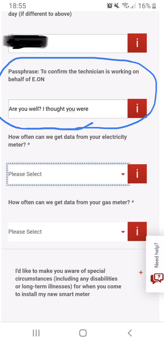 a_j_wallace's tweet photo. @gregjames what do you put when eon energy ask you for a pass phrase.....? https://t.co/TL5EyaQH1q