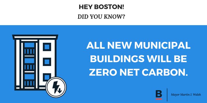 Today, we announced a plan to significantly cut carbon emissions in #Boston buildings, the greatest source of emissions citywide. Here's how we're taking immediate action to require new City-owned buildings to lead by example and be zero net carbon: boston.gov/environment