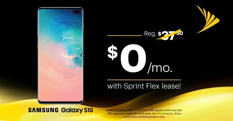 Hey Samsung Galaxy fans– get the Galaxy S10 for just $0/mo. with Sprint Flex lease! Visit your local Sprint Store today!
