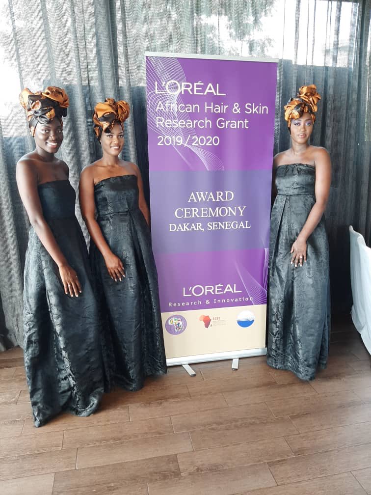 Voodart's tweet photo. Happy to support  DR Ehiaghe ANABA, among 2 others, as she is awarded today in #Dakar with the L'Oréal African Hair and Skin Research Grant! It's so major for women in STEM across the globe, especially in Africa #Africaderm #LorealResearch #AfricaGrant2019". https://t.co/GF9d6mLRyj