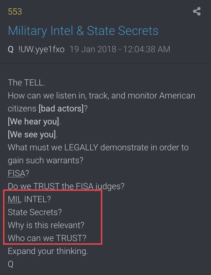 MIL INTEL?State Secrets?Why is this relevant?Who can we TRUST?Expand your thinking. Q