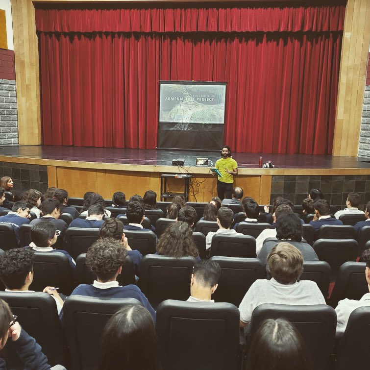 ArmenPoladian's tweet photo. I had the honour to speak to the @ARSArmSchool students in Toronto about the Armenia Tree Project – anyone interested may get involved by tree planting, volunteering, donating, and much more @armeniatree to fight for a #sustainable Armenia and planet #GetRooted 🌍🤲🏽🌱 https://t.co/8y0ZrP1Wr0