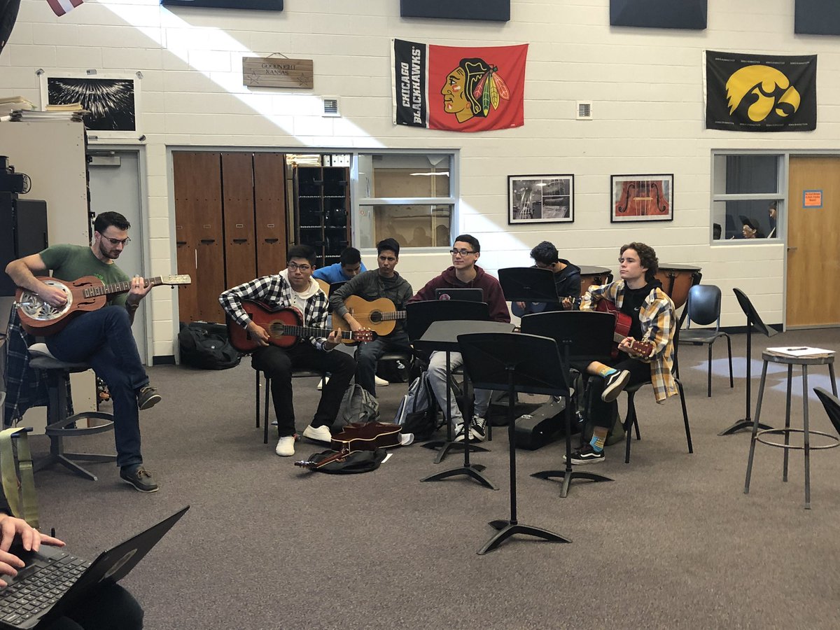DundeeCrownHS's tweet photo. It’s important to teach students skills and strategies for coping with stress. We took time out of our day to teach students ways to #GetOutOfYourHead These students chose dance, guitar, and singing! https://t.co/R6AiFGKxwf