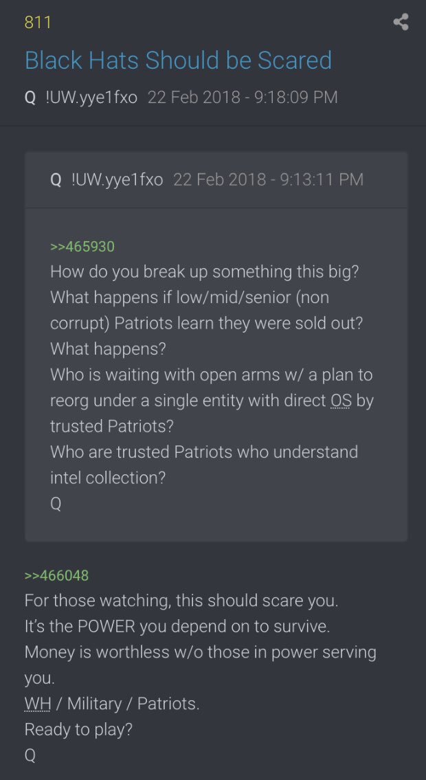 For those watching, this should scare you.It’s the POWER you depend on to survive.Money is worthless w/o those in power serving you.WH / Military / Patriots.Ready to play?Q
