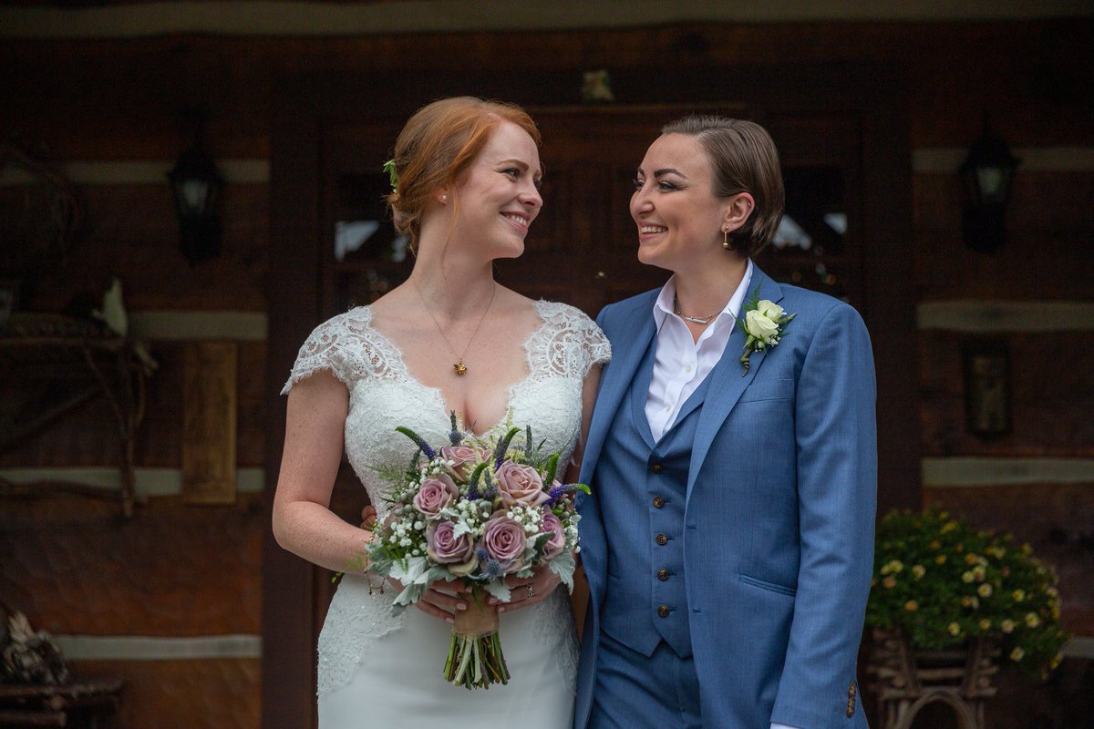 So apparently today is #InternationalLesbianDay. Stopping in to say Hi, my name is Stacey and I'm a sapphically proud homosexual 🏳️‍🌈. Here is a photo of me and my wife. #wifeandwife #loveislove #queerwedding