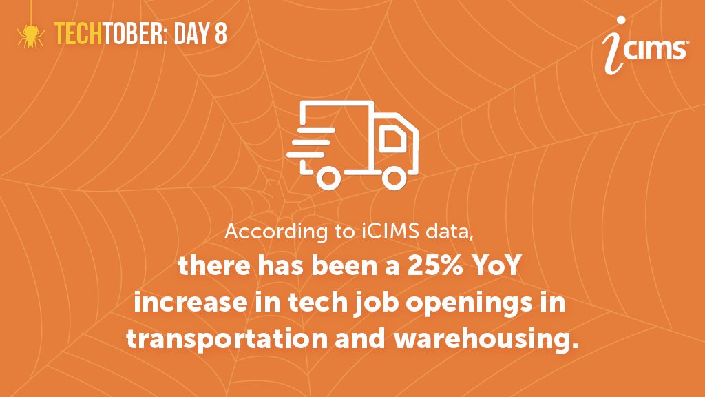 iCIMS's tweet photo. @GBeachCIO, we thought you’d be interested to know that our data illustrates that #tech jobs are on the rise in unsuspecting industries, demonstrating the power of #digitaltransformation. #31DaysofTechtober. https://t.co/h4yKBWbUnt