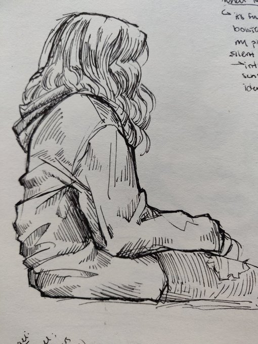 My #Inktober2019  is girls facing the other way during class lmao. The one on the left is more recent 