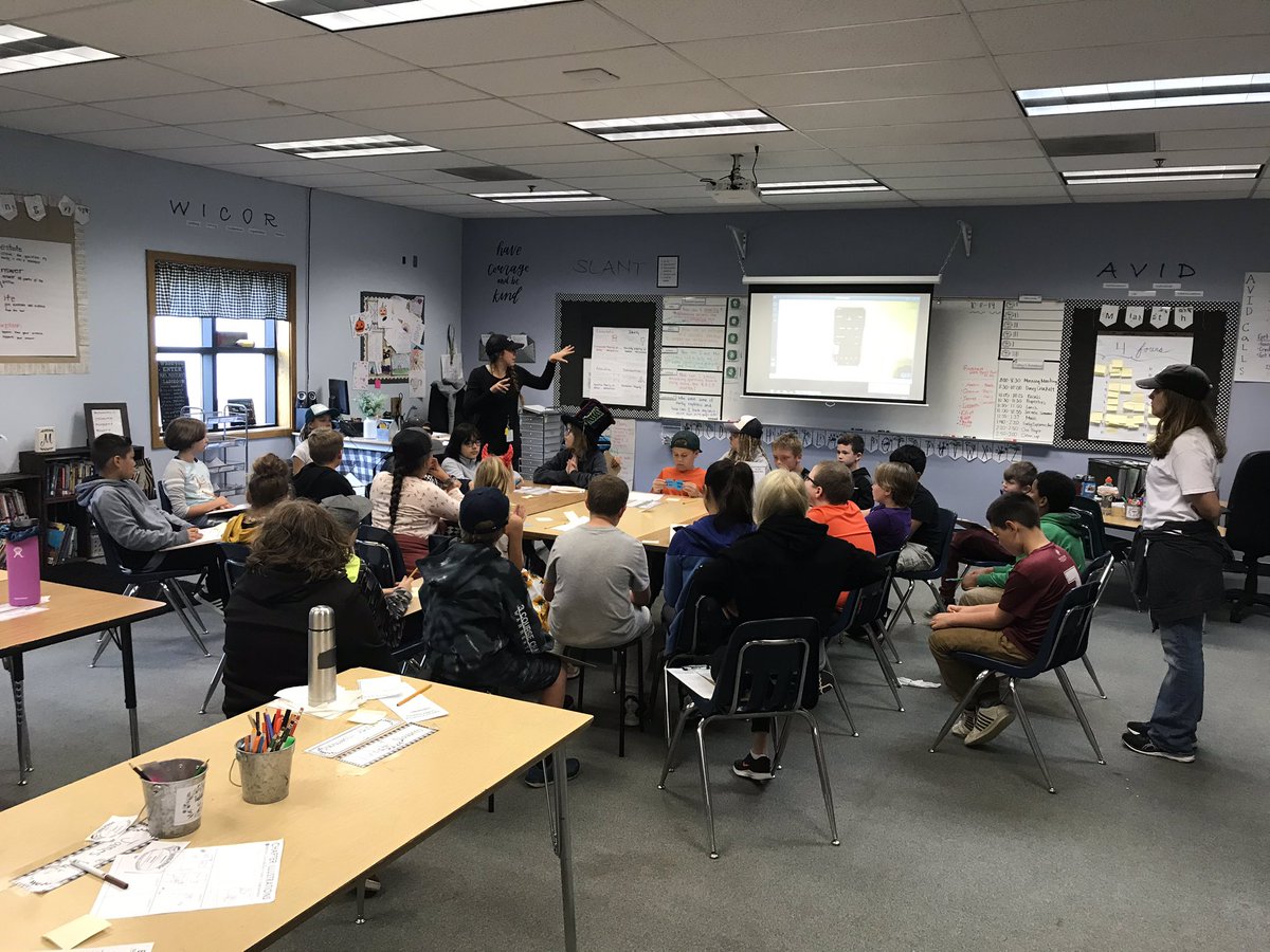 SMSMattOlson's tweet photo. Socratic Seminar in the 5th grade this afternoon! Students set personal goals and success criteria prior to starting and then executed them in the SS! Amazing strategies being used by Mrs. Mitchell and Mrs. Minturn! @SIMSPrincipal @StaytonMS_AVID @AVIDOregon https://t.co/NAmlLobAtf
