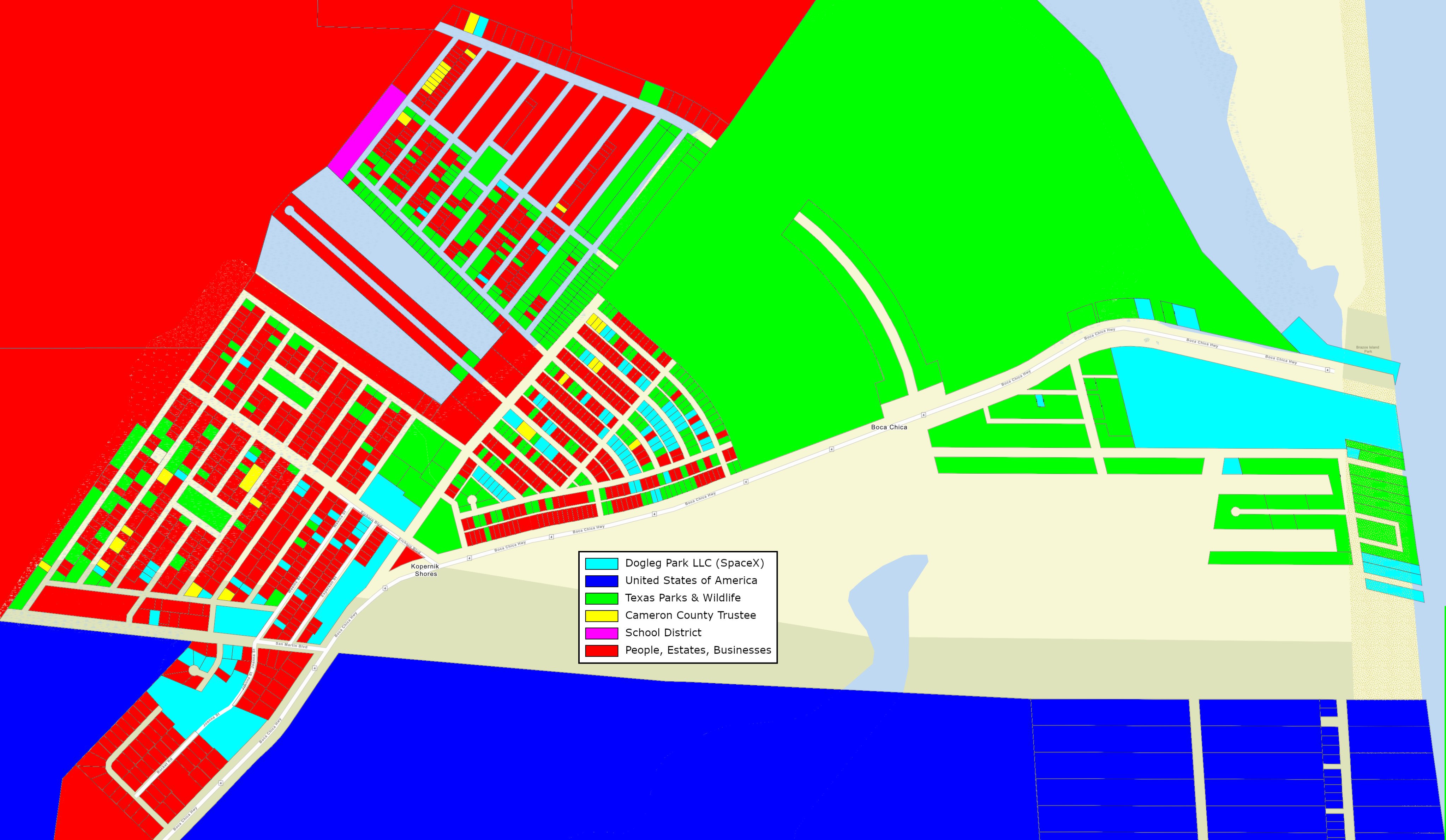 Cameron County Appraisal District Map Herobrine S Army On Twitter I Went Through Every Parcel In Boca Chica One By One And Made A Map Of Land Ownership Cannot Attest To How Up To Date The Information Is But This Is What