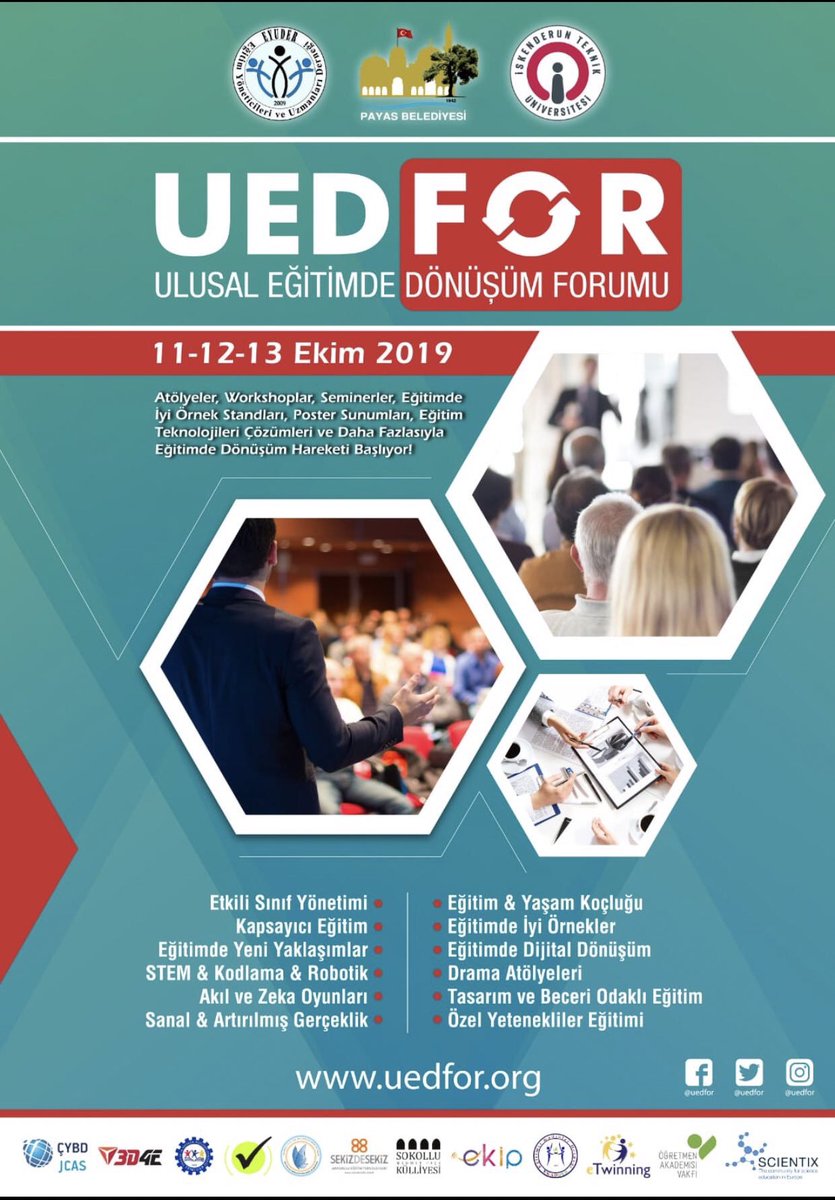 uedfor's tweet photo. Eğitim Yöneticileri ve Uzmanları Derneği (EYUDER) tarafından 11 - 13 Ekim 2019 tarihleri arasında Hatay/Payas Sokullu Külliyesinde düzenlenen 1.Ulusal Eğitimde Dönüşüm Forumunda ERASMUS+ projeleri poster sunumları &amp; ERASMUS + Atölye çalışması yapılacak @ulusalajans #ErasmusDays https://t.co/MilsVm6UW0