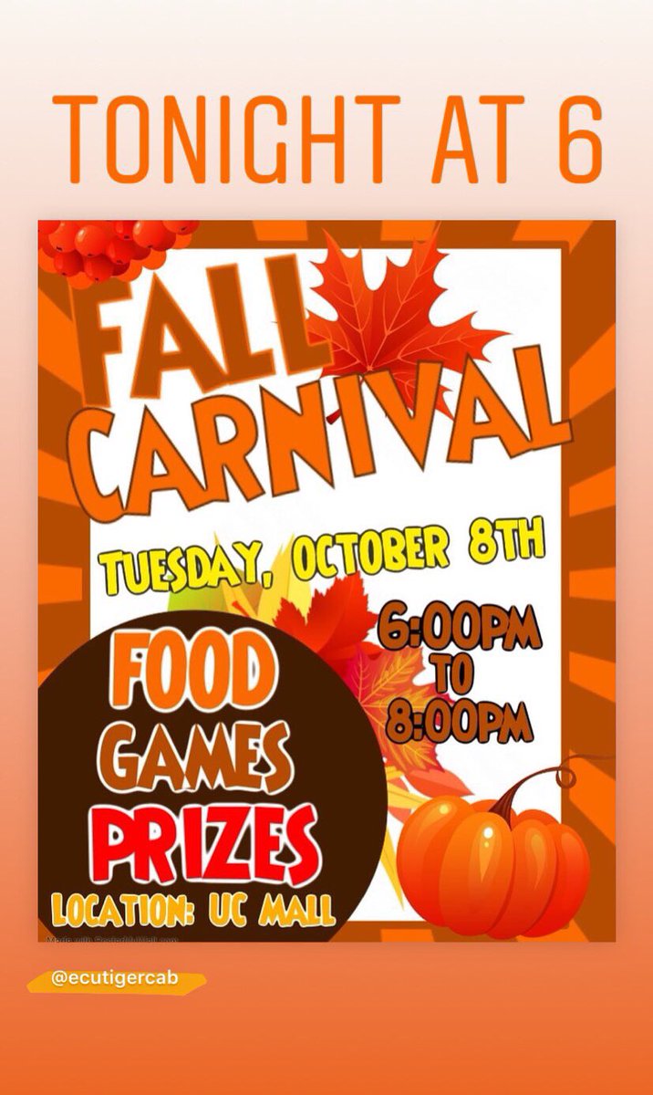 Come out to the UC Mall Tonight and have some fun! #ECUTigers