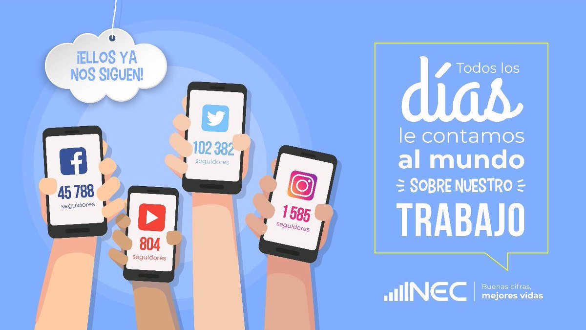 Ya nos sigues en redes sociales? ➡️ Súmate a nuestros canales digitales en # Facebook, #Twitter, #Instagram y #YouTube y revisa toda la información del  #INEC. #BuenasCifras, image size:1200x675