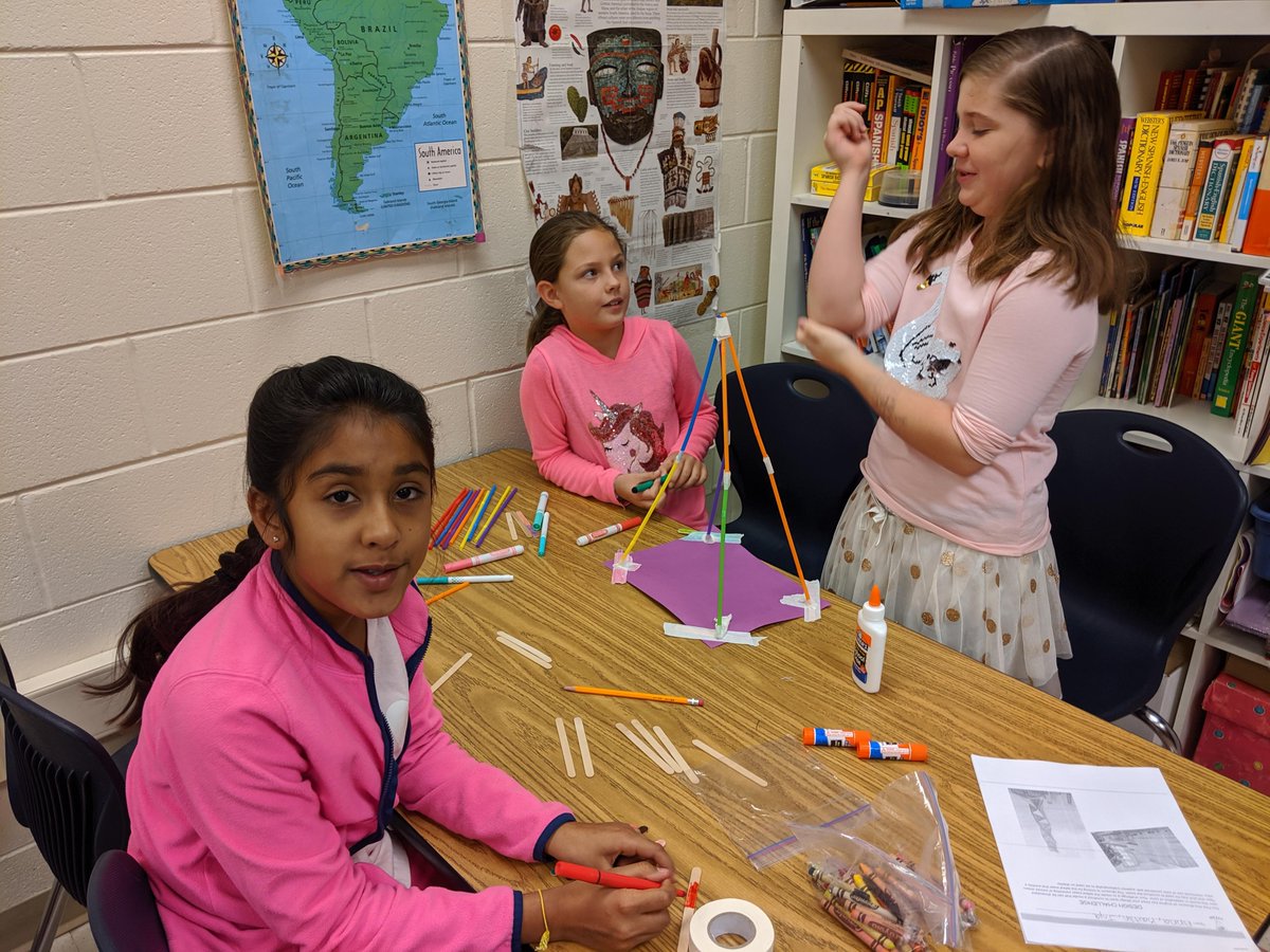 MsOdenMusic's tweet photo. Posting just a few pictures of our first day of STEAM! Ms. Leshen and I were so proud of how well our 3-5 Scorpions communicated and collaborated building their artistic towers. Can't wait to see what our 1st and 2nd graders do on Thursday! @ScottScorpions #oneccps https://t.co/zRy23py9mZ
