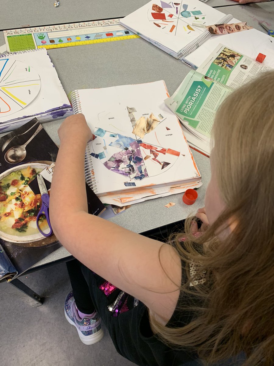 EppicMoments's tweet photo. We had a great time creating our very own colour wheels! We searched through magazines looking for colours and noticed different shades and tints that would go in each section. #grade1 #exploringcolours https://t.co/YsiFvwLfjs