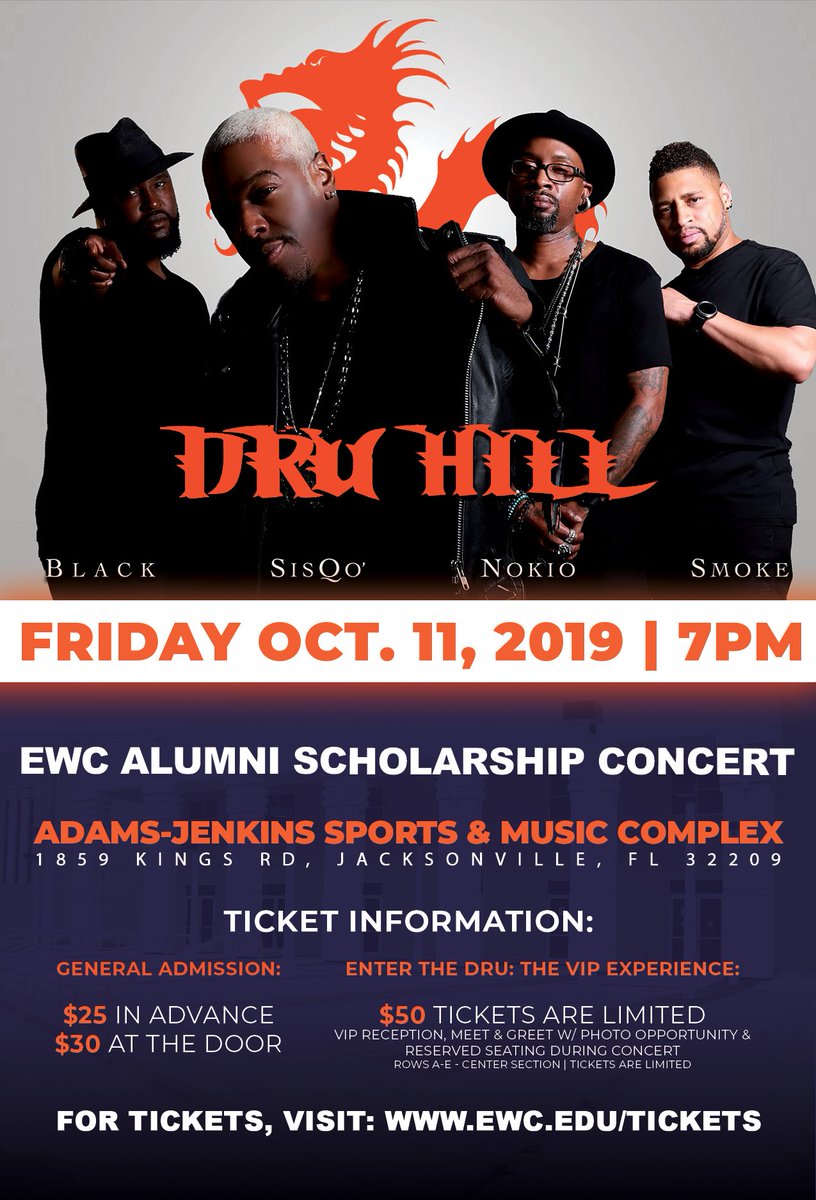 ewctigers's tweet photo. $25 Early bird tickets to the Dru Hill concert are selling out quick! General admissions is $30 at the door. Save money by purchasing online https://t.co/nJgv1ZnXNS
#EdubHomecoming #EwcTigers #EWCHomecoming #EdwardWatersCollege https://t.co/CRRAiDfBmc