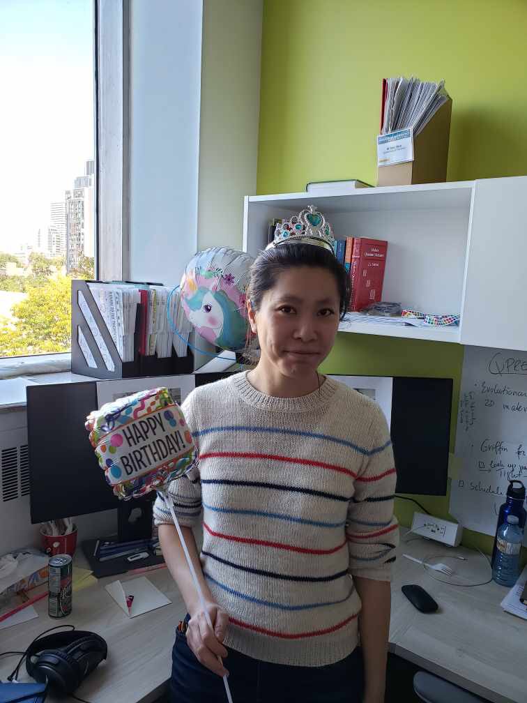 So grateful to my amazing husband and my wonderful #matterlab colleagues for a two-part birthday surprise! (They even found a photo of me at 16!)