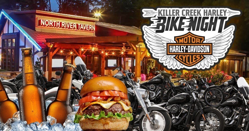 TONIGHT! KCHD Bike Night | North River Tavern from 6PM - 10PM! There will be motorcycle-only parking available, food + drink specials, raffles, door prizes, and much more! See you tonight! 🍻🍔
