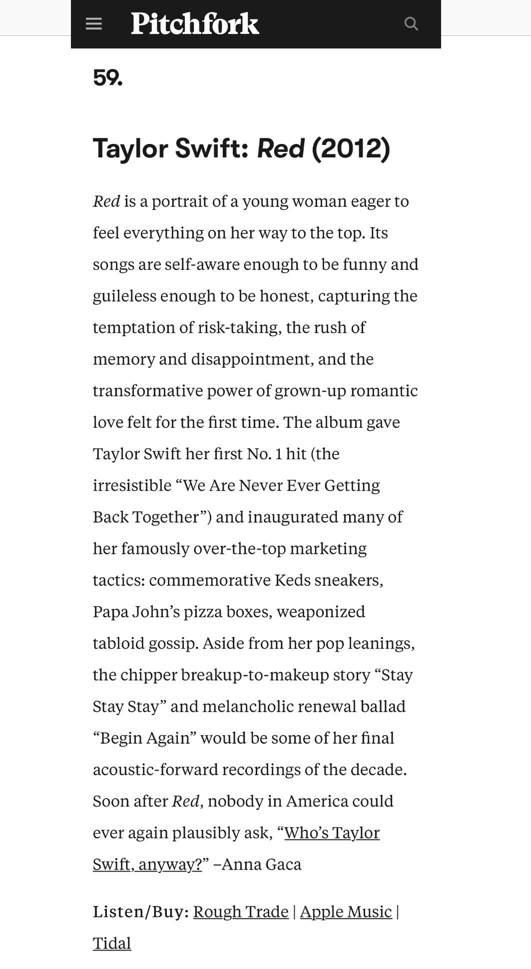 Taylor Swift News 🩵 on X: 📝  @TBTimes_Opinion rank 'RED' as the 9th  Best Album of the Decade “She's never made one better. This was her tipping  point between country and