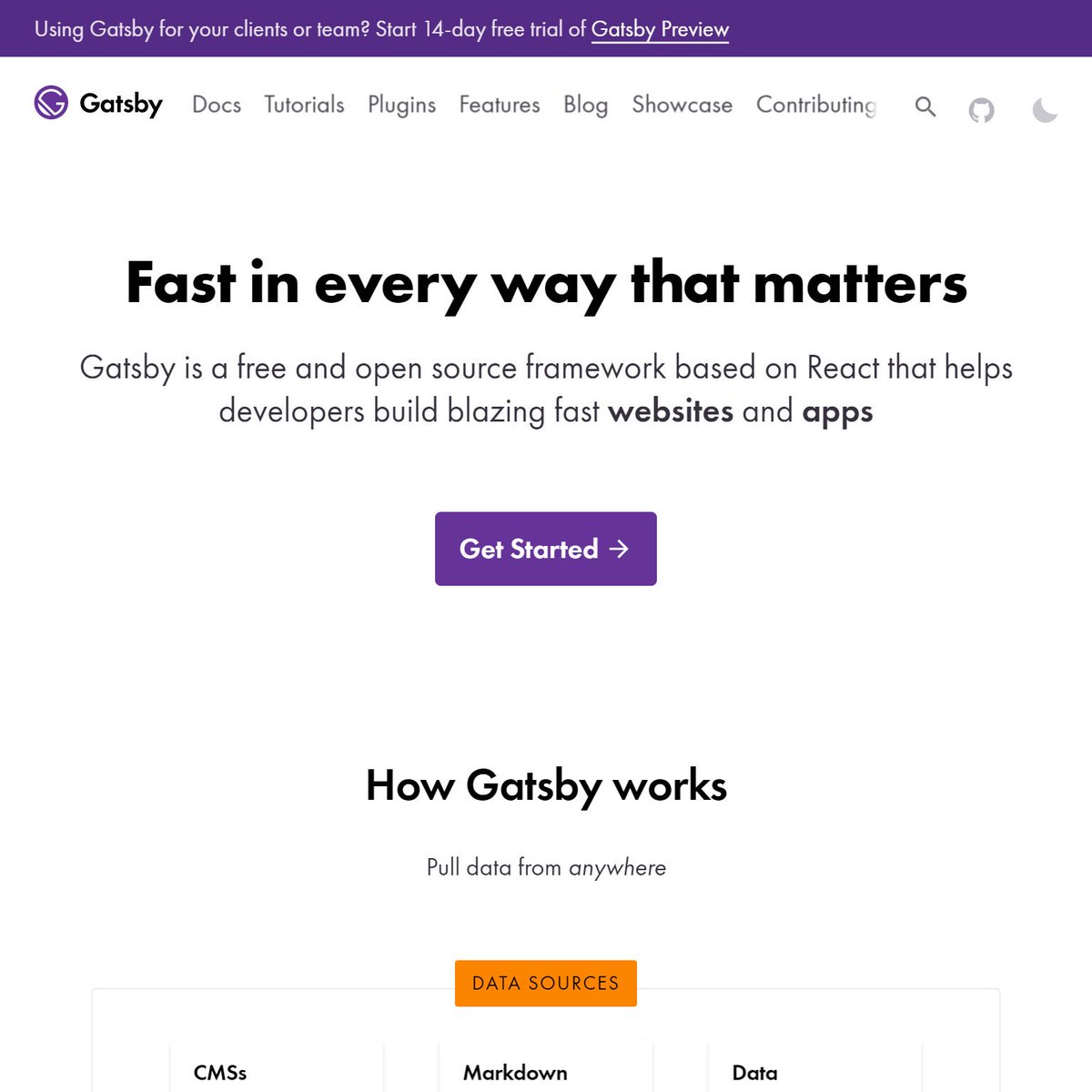 Screenshot of "light mode" Gatsby
