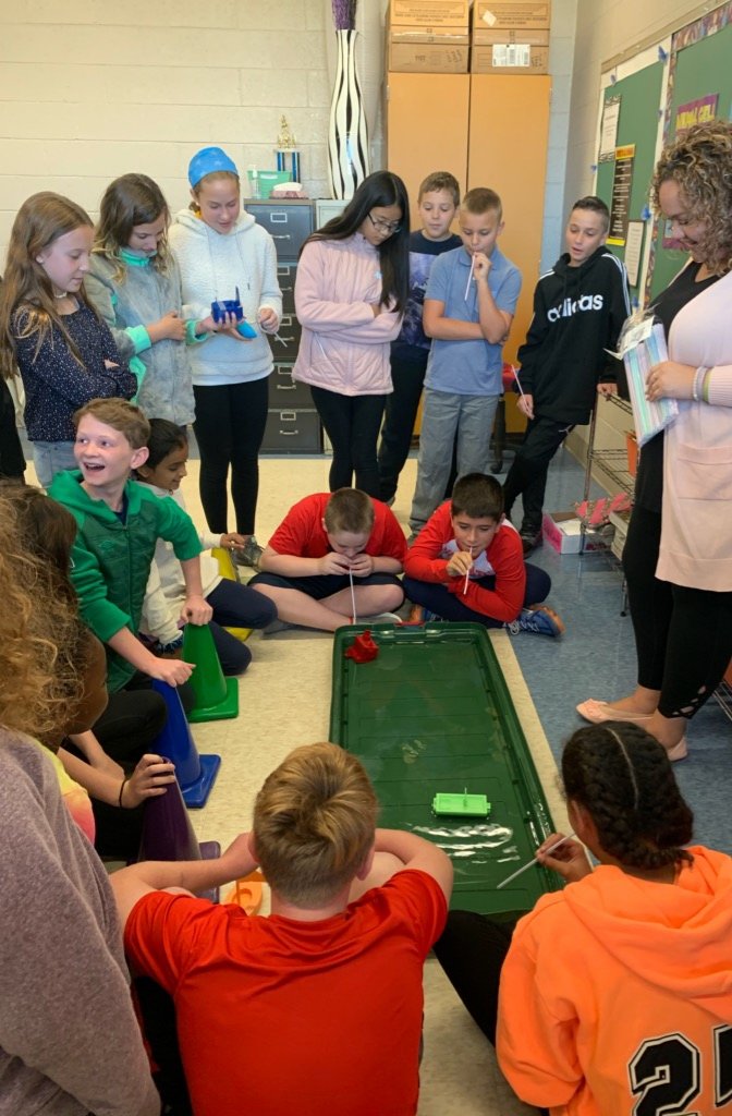 Ms. Dodich's WMS 6th grade Science students using Tinkercad to design sailboats and Fab Lab 3D printer to produce their designs. #racetowin! Thanks Ms. Myers!