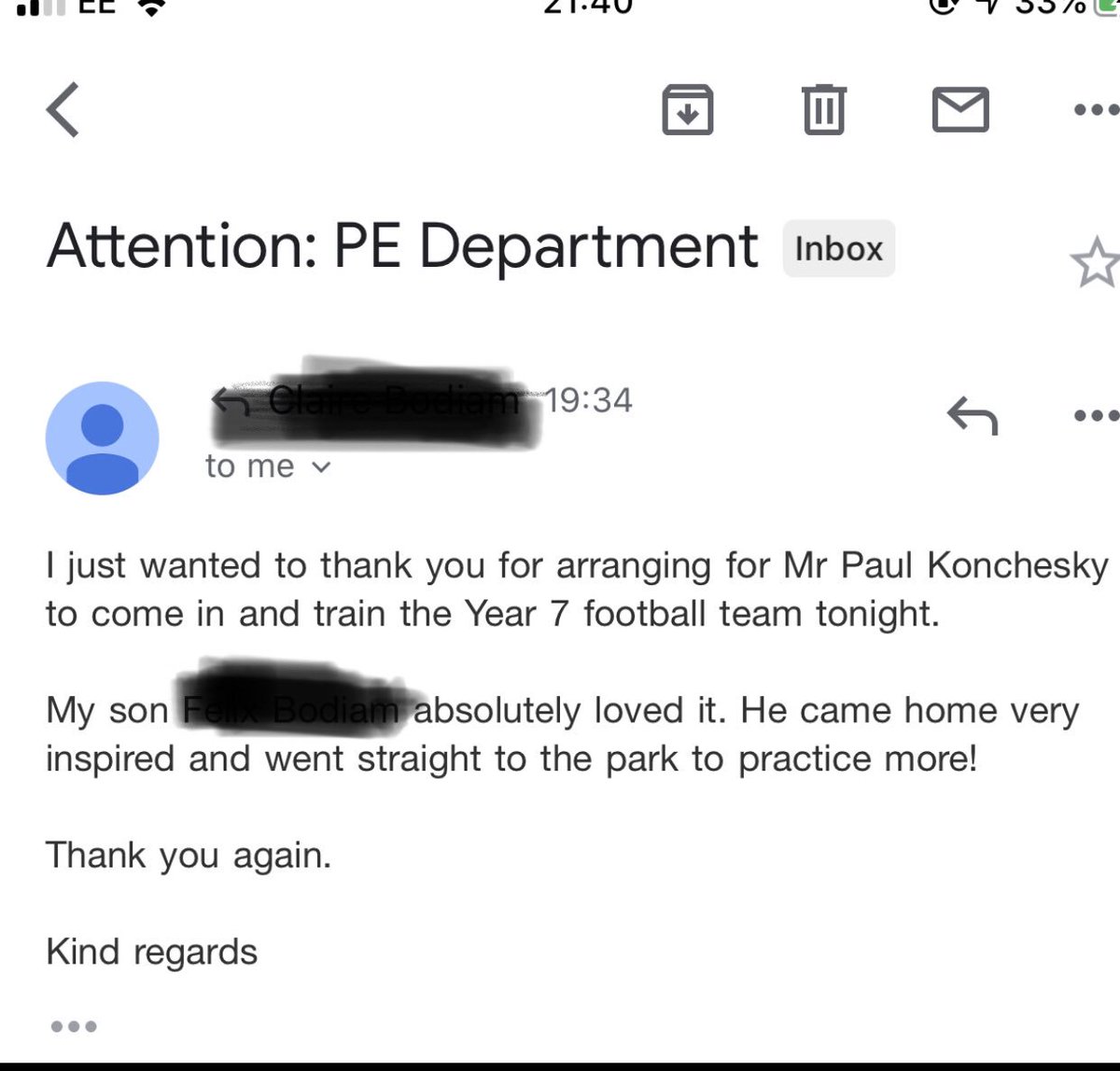 OngarPe's tweet photo. Some positive feedback on the year 7 football coach tonight @konch3 inspiring the students to play some more. Anyone would think you have done this before! Thank you for working with our school. #ASchoolForTheCommunity #footballstars #inspirational https://t.co/Zf5FD1AKWE