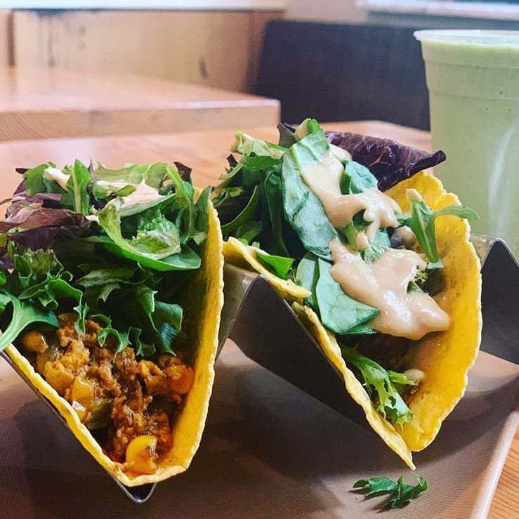 CoconutGroveBID's tweet photo. It's Taco Tuesday! Try this on for size, "Curry Chicken Hash Tacos with a Maca Mango Smoothie!" On the menu The VShops Food Hall😍 https://t.co/9ROOFRtlRZ